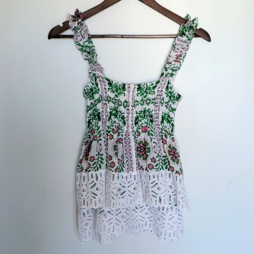 Women Green/Pink/White Tory Burch Top Size 2.
